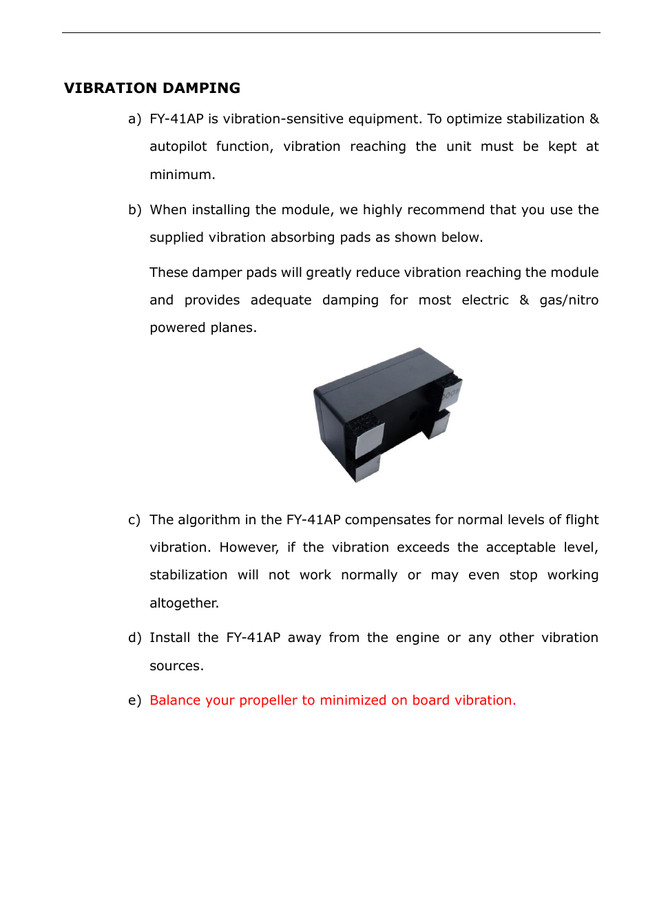 Vibration damping | FeiYu Tech FY-41AP User Manual | Page 20 / 48