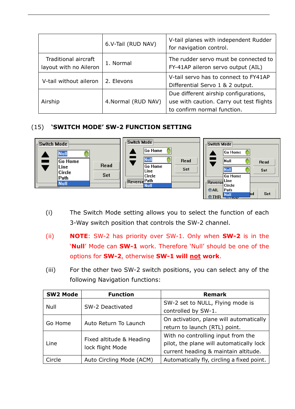 Switch mode‟ sw-2 function setting | FeiYu Tech FY-41AP User Manual | Page 35 / 48