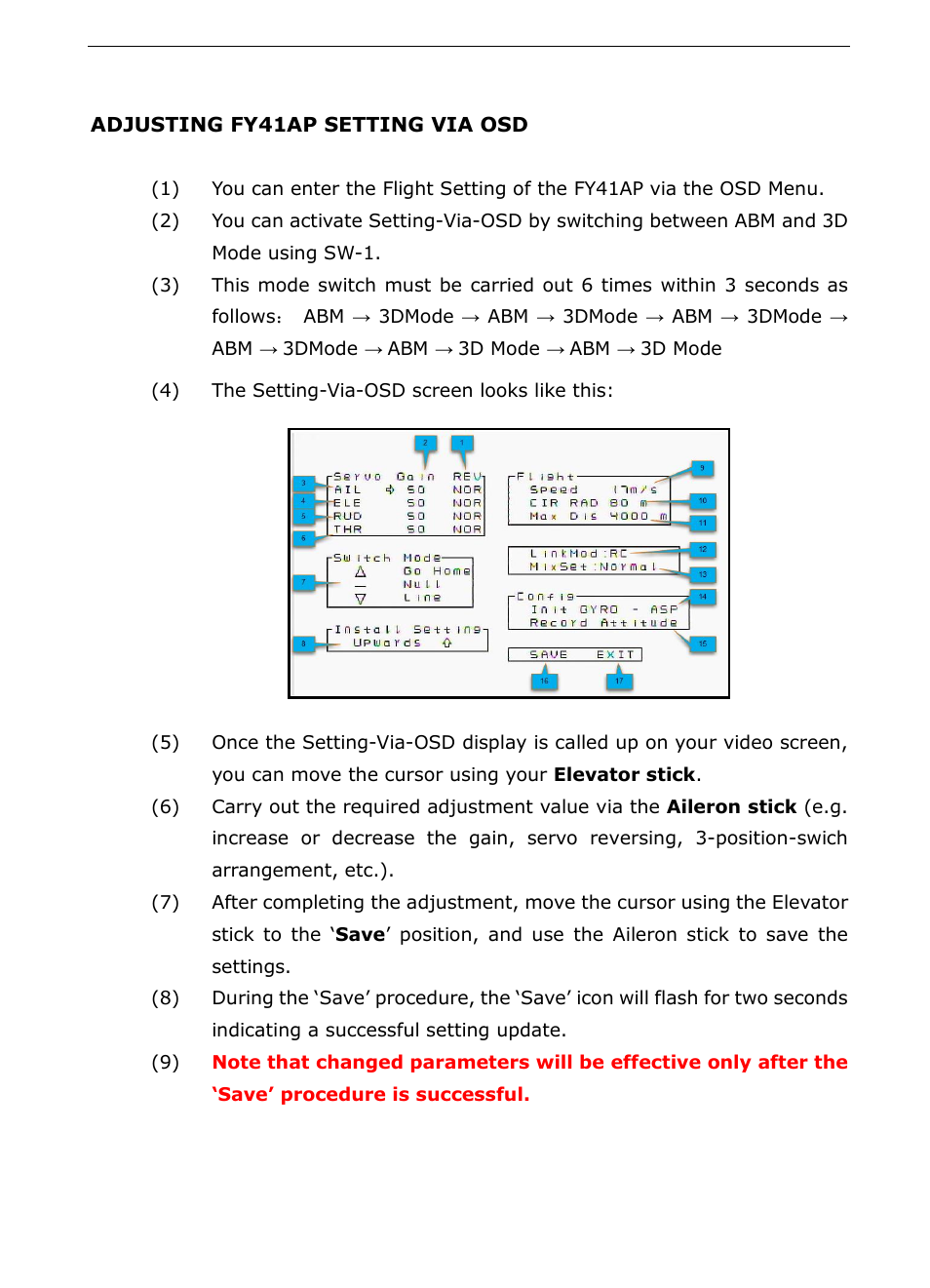 Adjusting fy41ap setting via osd | FeiYu Tech FY-41AP User Manual | Page 47 / 48