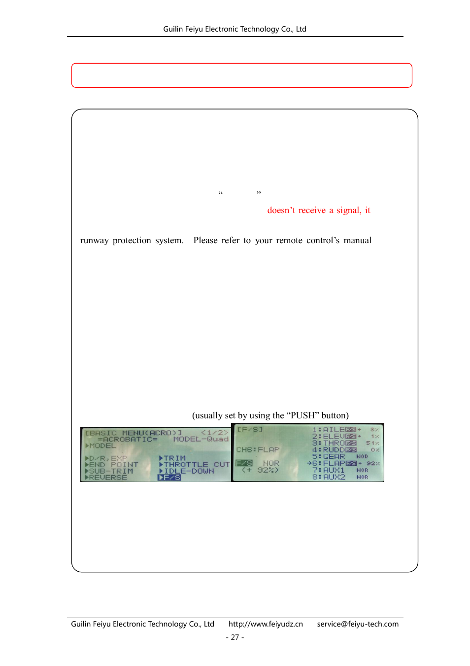 Fail-safe setting | FeiYu Tech FY-41AP User Manual | Page 27 / 30