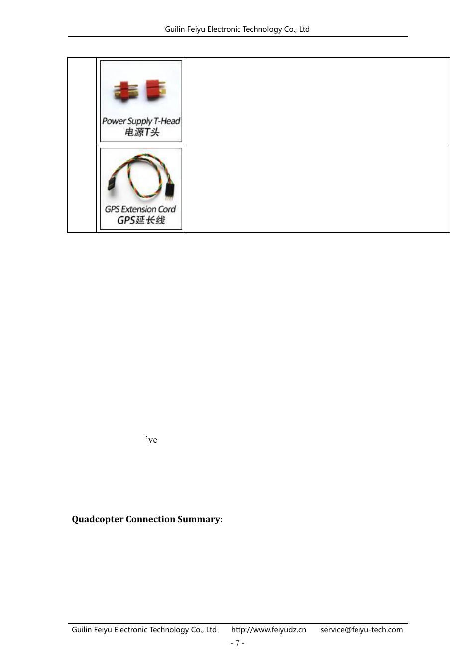 Fy-41ap connection summary, Quadcopter connection summary | FeiYu Tech FY-41AP User Manual | Page 7 / 30