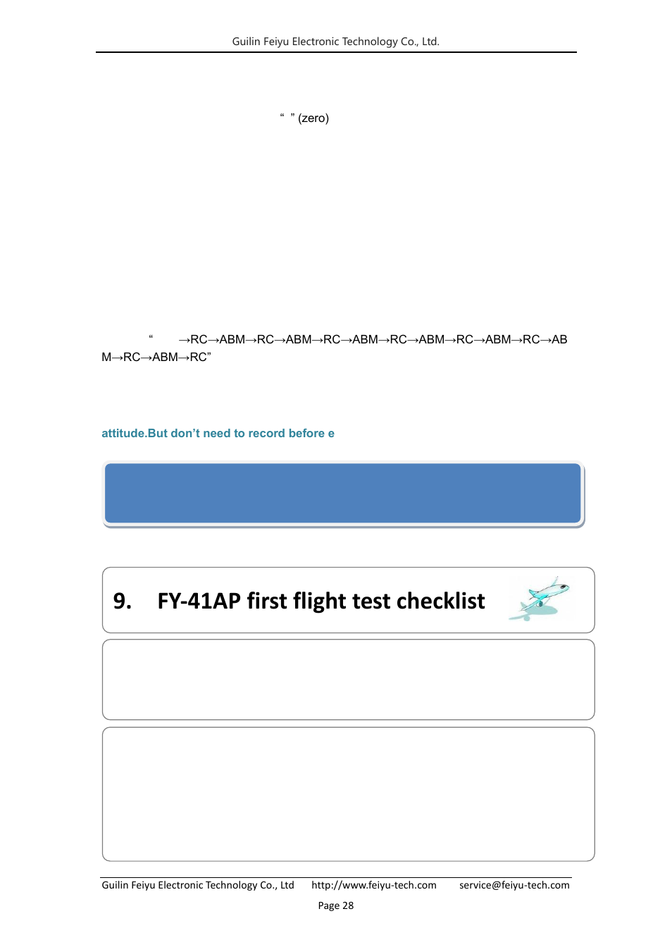 Fy-41ap first flight test checklist, Step seven: record attitude | FeiYu Tech FY-41AP User Manual | Page 30 / 35