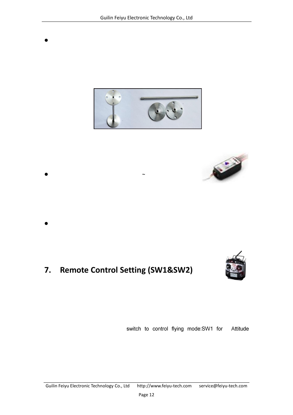 3 power manager module install, Remote control setting (sw1&sw2) | FeiYu Tech FY-41AP User Manual | Page 14 / 28