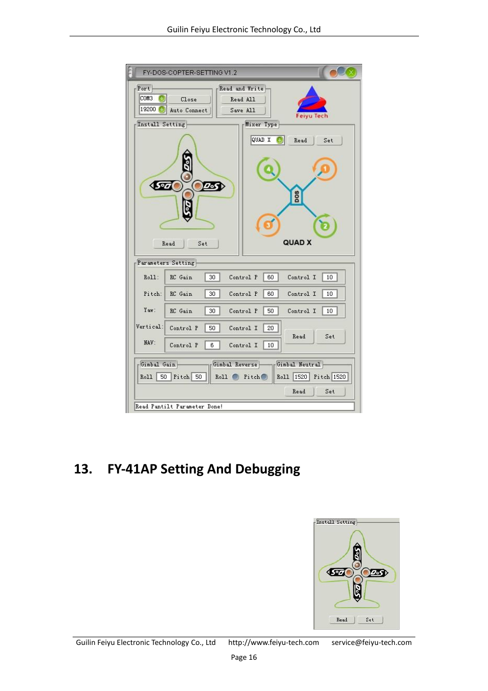 Fy-41ap setting and debugging, 1 direction setting | FeiYu Tech FY-41AP User Manual | Page 18 / 28