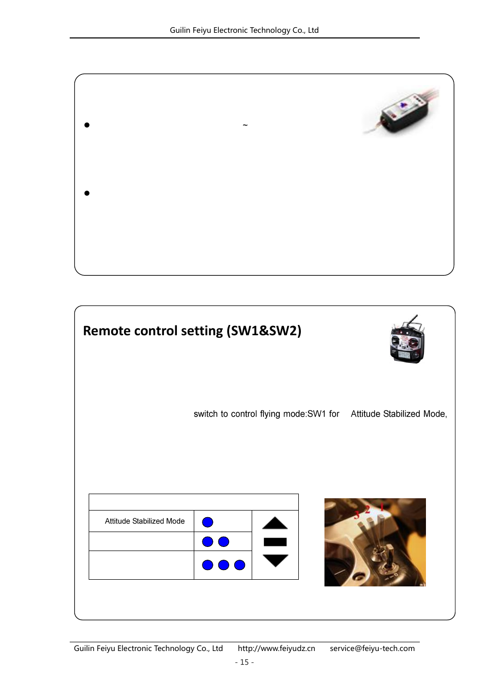 Remote control setting (sw1&sw2) | FeiYu Tech FY-41AP User Manual | Page 15 / 31