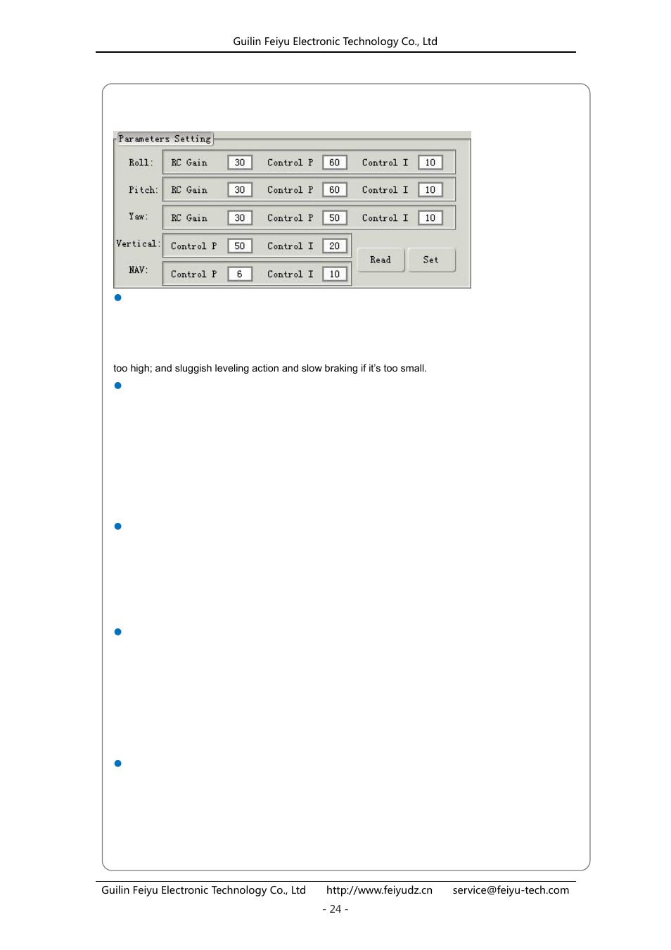 Control parameters adjustment | FeiYu Tech FY-41AP User Manual | Page 24 / 31