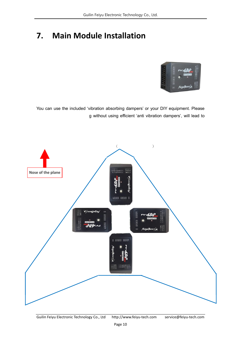 Main module installation, 1 fy-41ap lite module installation | FeiYu Tech FY-41AP Lite User Manual | Page 12 / 35