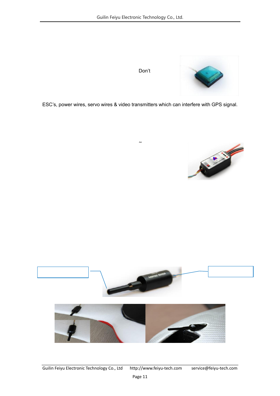 2 gps module install, 3 power manager module install, 4 airspeed sensor module install | FeiYu Tech FY-41AP Lite User Manual | Page 13 / 35