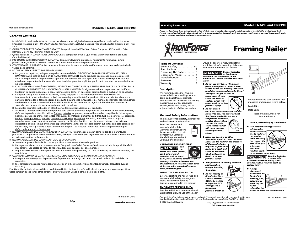 Campbell Hausfeld IFN2190 User Manual | 12 pages