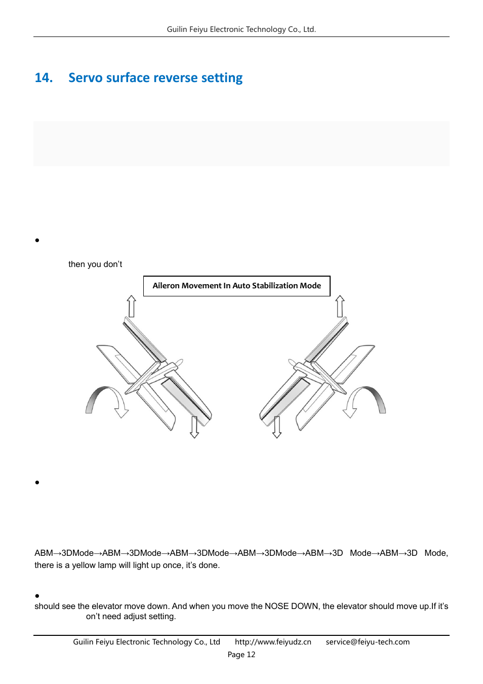 Servo surface reverse setting | FeiYu Tech FY-DOS User Manual | Page 12 / 21