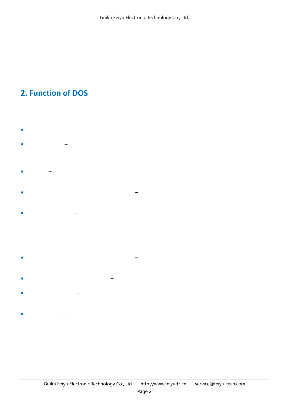 Function of dos, The function of dos without gps, The function of dos with gps | FeiYu Tech FY-DOS User Manual | Page 2 / 21