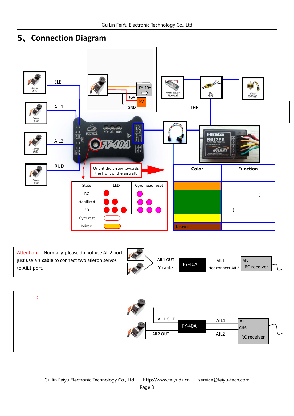 5、connection diagram | FeiYu Tech FY-40A User Manual | Page 3 / 8