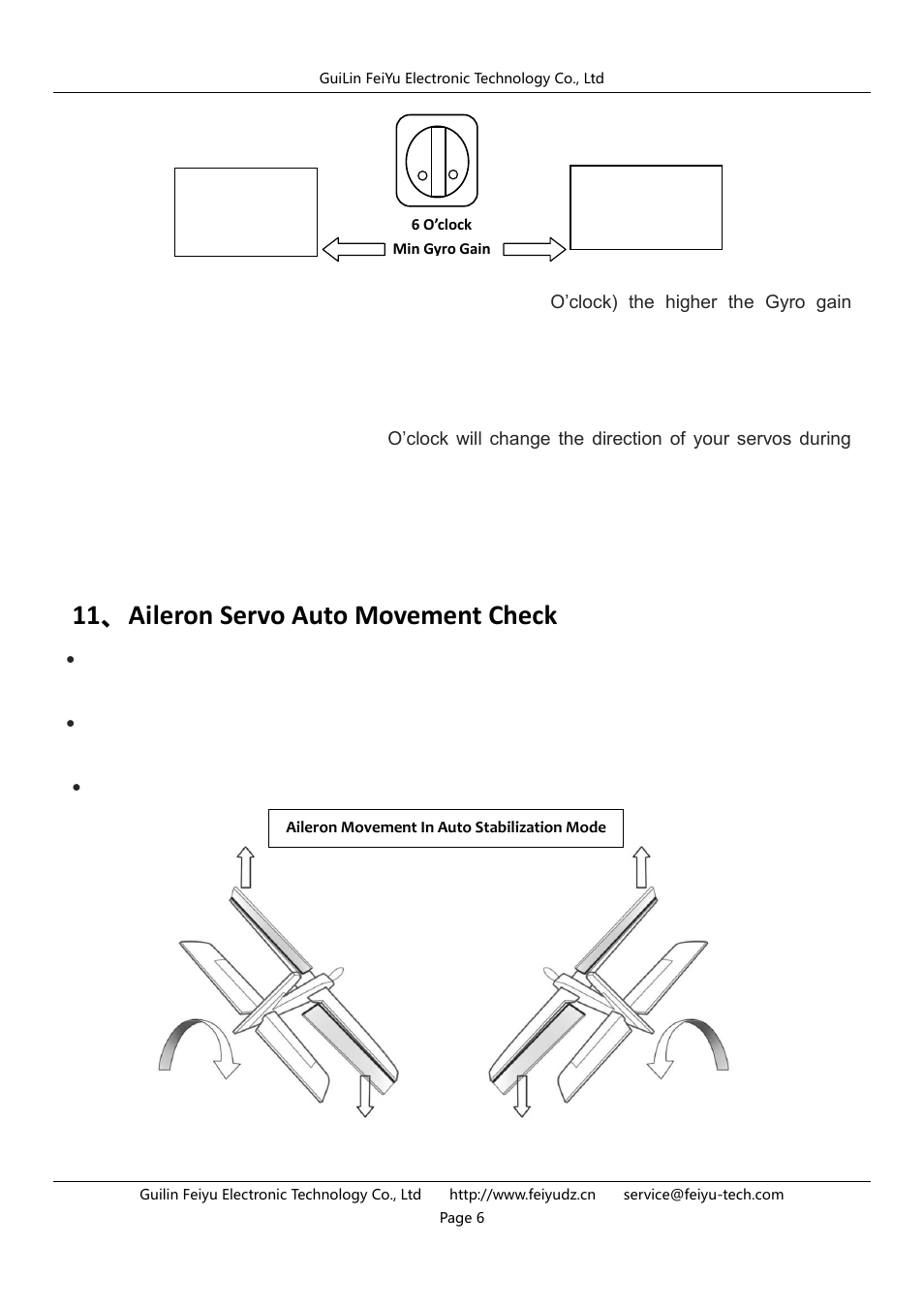11 、aileron servo auto movement check | FeiYu Tech FY-40A User Manual | Page 6 / 8