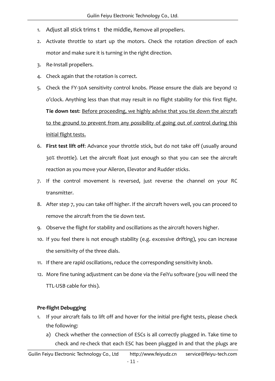 FeiYu Tech FY-30A User Manual | Page 12 / 13