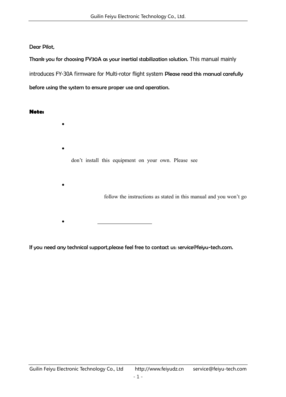 FeiYu Tech FY-30A User Manual | Page 2 / 13