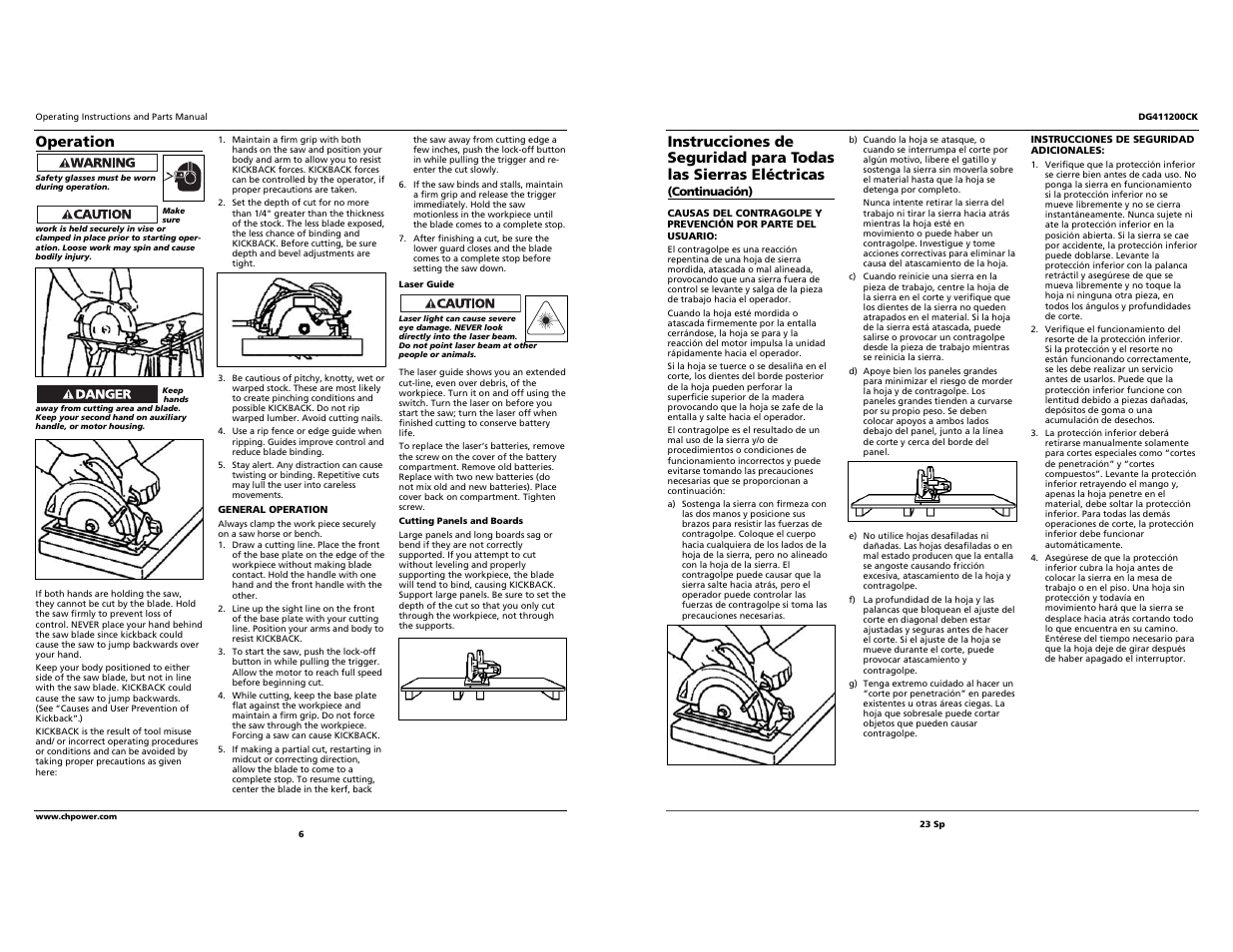 Operation | Campbell Hausfeld S 7-1/4" DG411200CK User Manual | Page 6 / 14