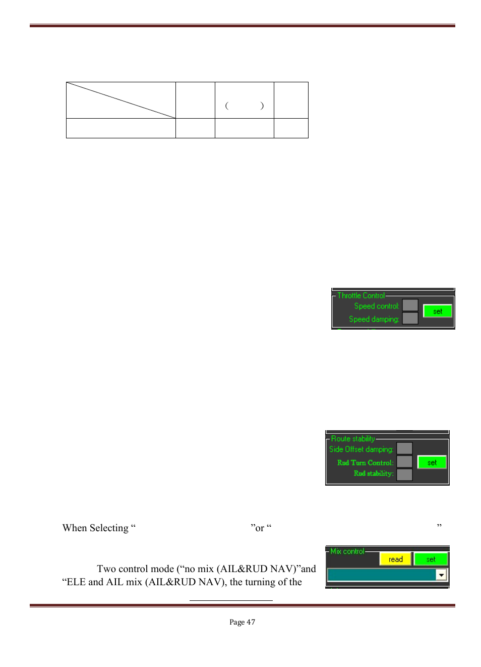 Throttle control, Route stability | FeiYu Tech FY-3ZT User Manual | Page 48 / 57