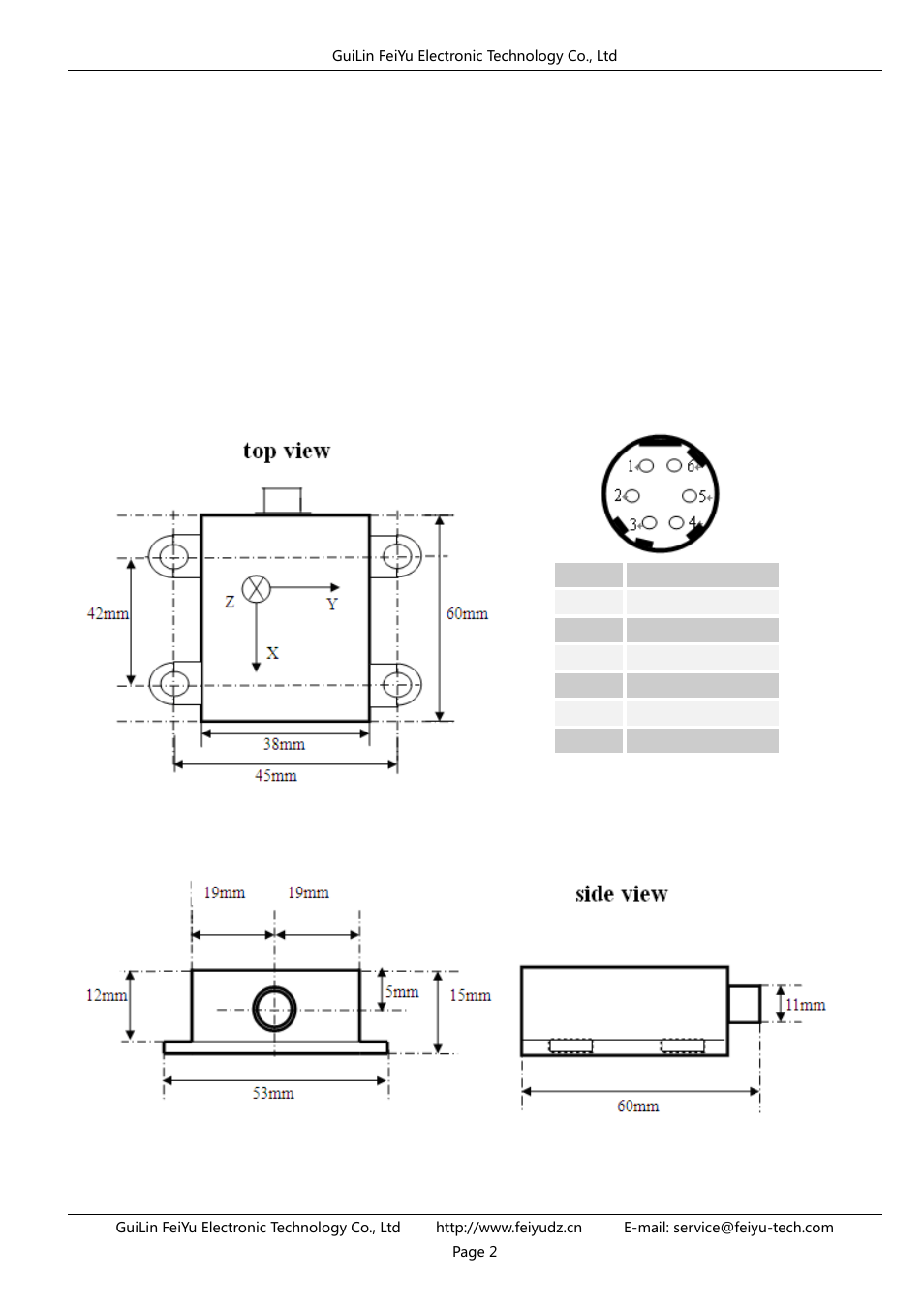 Dimensions and interface description | FeiYu Tech FY-ARHS-1200A User Manual | Page 3 / 12