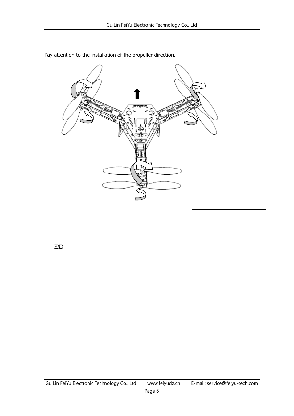 Propeller installation | FeiYu Tech FY-Y6 User Manual | Page 7 / 7