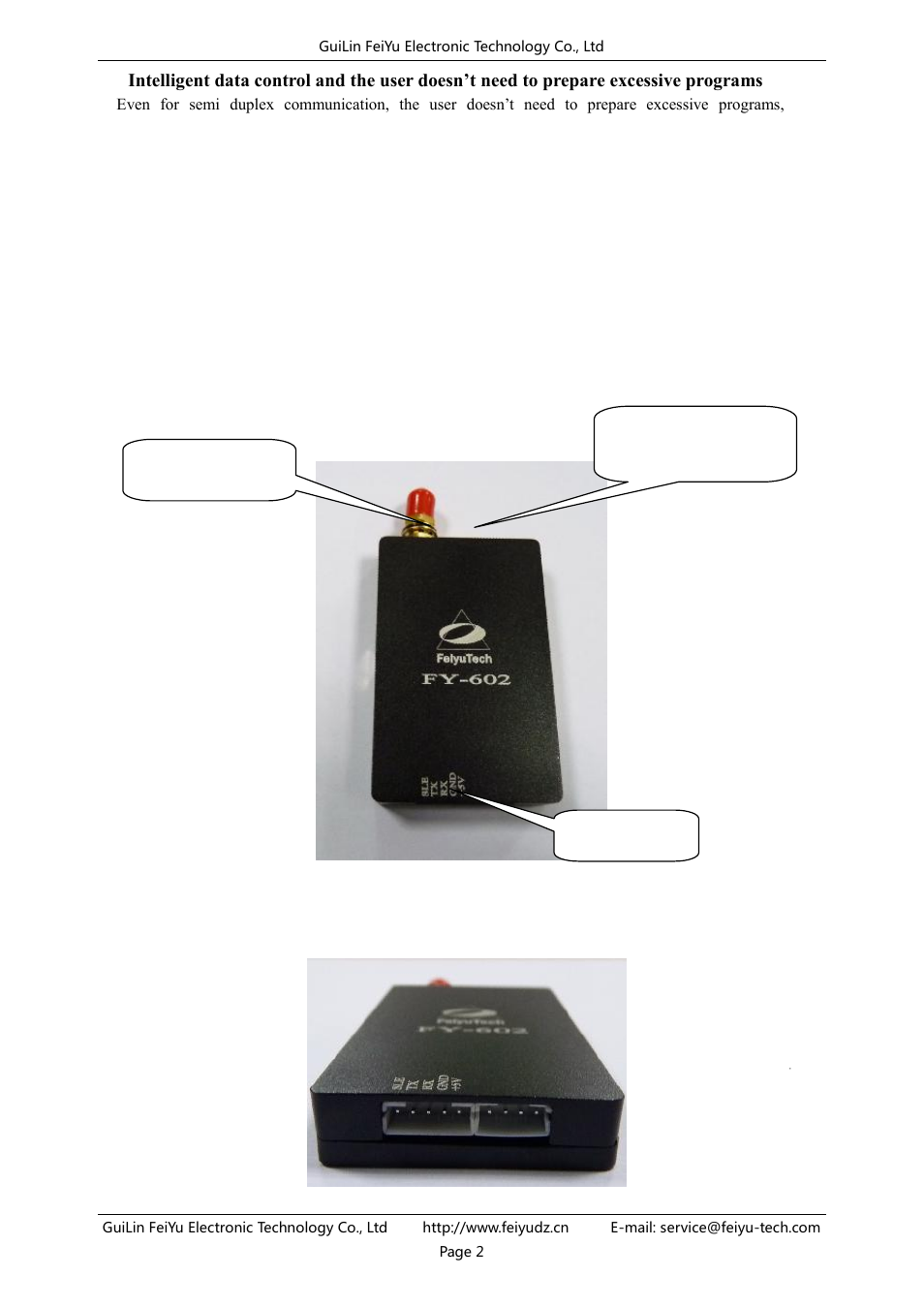 Application of fy-602, Fy-602 interface definition, Appearance figure | FeiYu Tech FY-602 Data Radio User Manual | Page 3 / 7