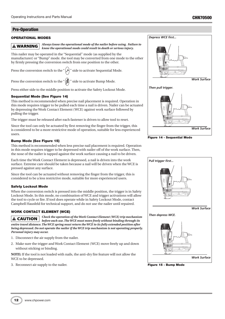 Pre-operation | Campbell Hausfeld CHN70500 User Manual | Page 12 / 60