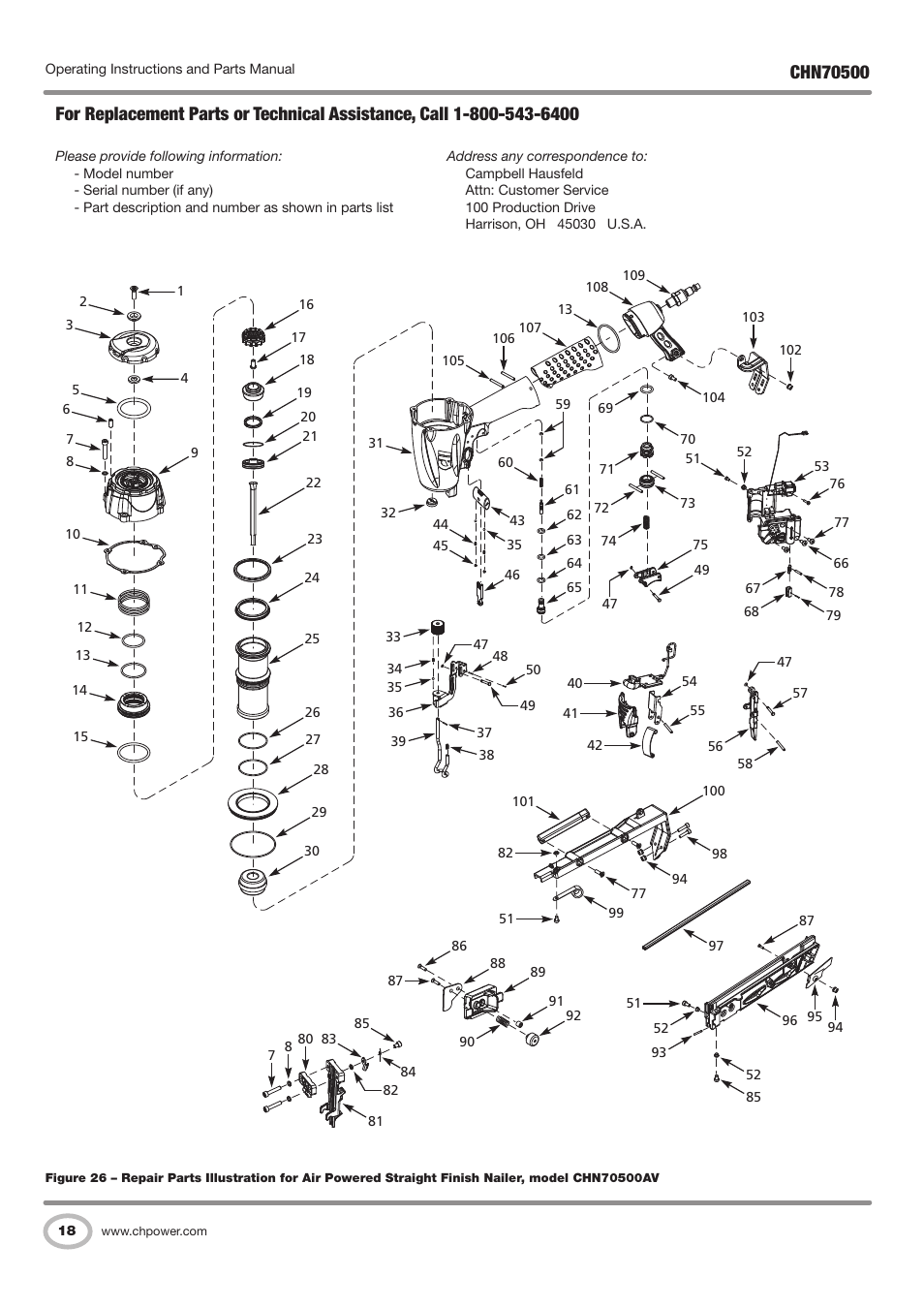 Campbell Hausfeld CHN70500 User Manual | Page 18 / 60