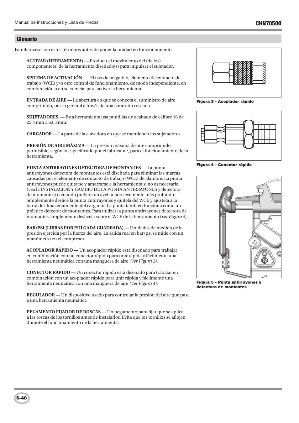 Glosario | Campbell Hausfeld CHN70500 User Manual | Page 48 / 60