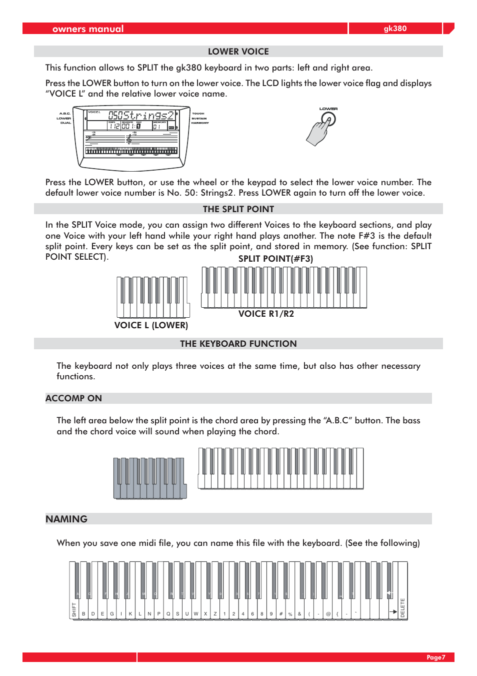 Owners manual, Naming, Gk380 | Generalmusic gk380 User Manual | Page 11 / 44