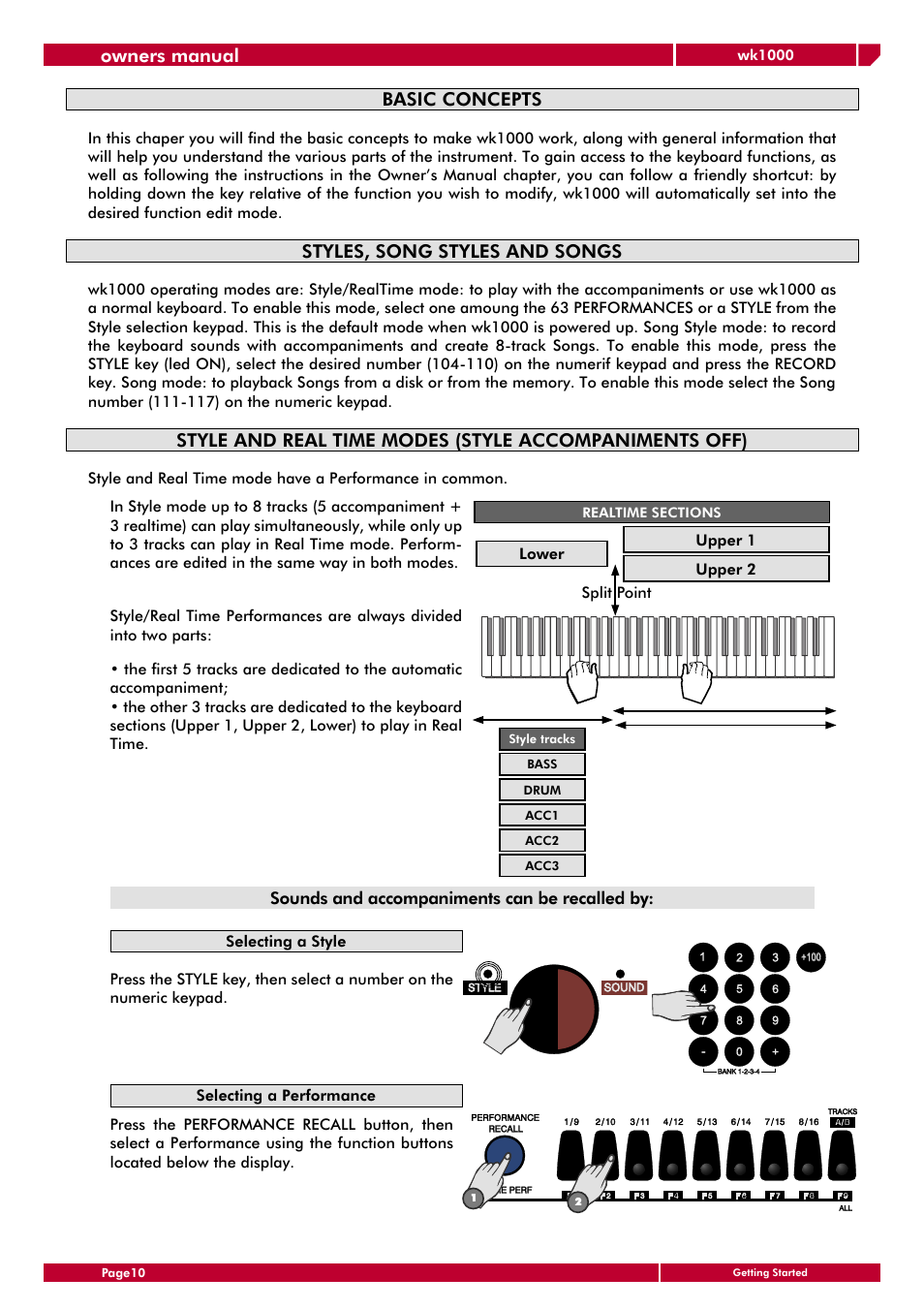 Basic concepts, Styles, song styles and songs, Owners manual | Generalmusic wk1000 User Manual | Page 16 / 72