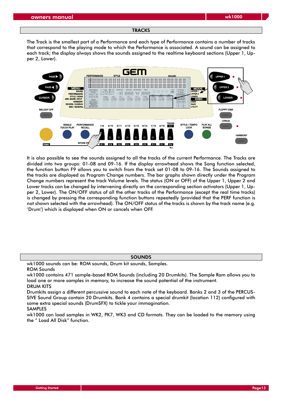 Owners manual, Wk1000, Page13 | Generalmusic wk1000 User Manual | Page 19 / 72