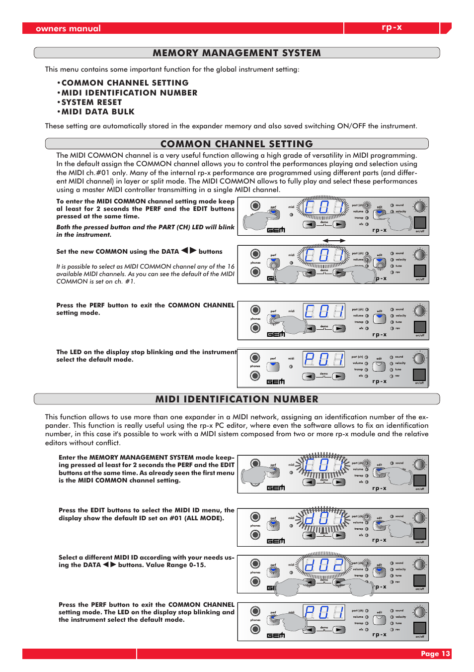 Rp-x, Midi identification number | Generalmusic RP-X User Manual | Page 17 / 24