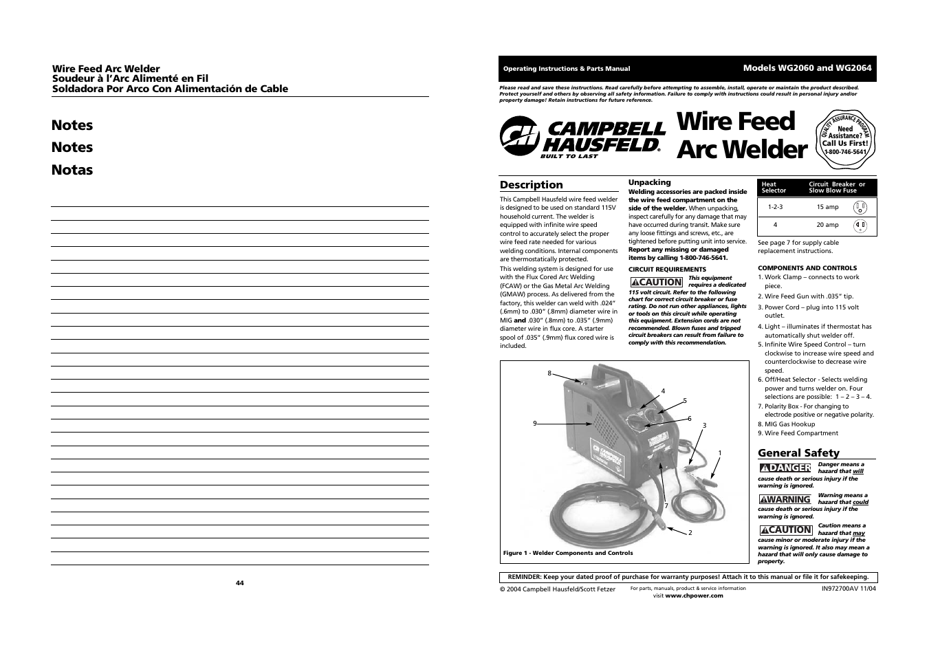 Campbell Hausfeld WG2064 User Manual | 22 pages