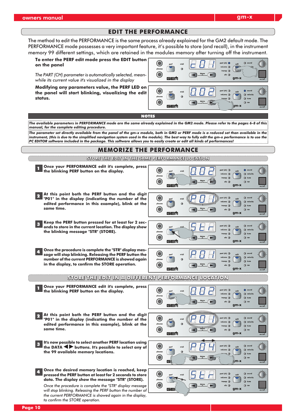 Gm-x edit the performance | Generalmusic GM-X User Manual | Page 14 / 24