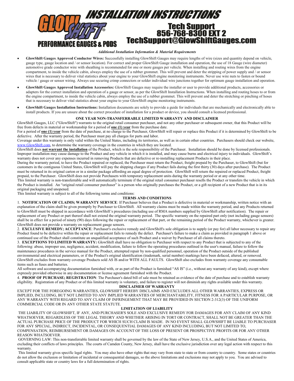 GlowShift Air / Fuel Ratio Gauge User Manual | Page 2 / 2