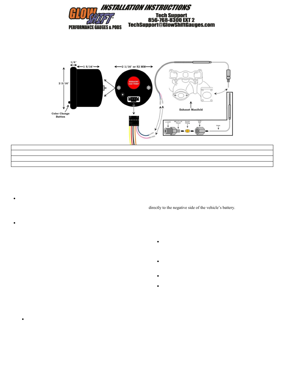 7 color series pyrometer egt gauge | GlowShift Diesel Set- 60 PSI Boost, Pyrometer EGT, 30 PSI Fuel Pressure User Manual | Page 2 / 5