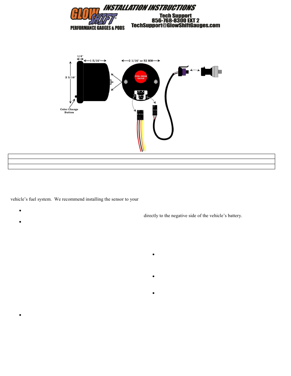7 color series 30 psi fuel pressure gauge | GlowShift Diesel Set- 60 PSI Boost, Pyrometer EGT, 30 PSI Fuel Pressure User Manual | Page 3 / 5
