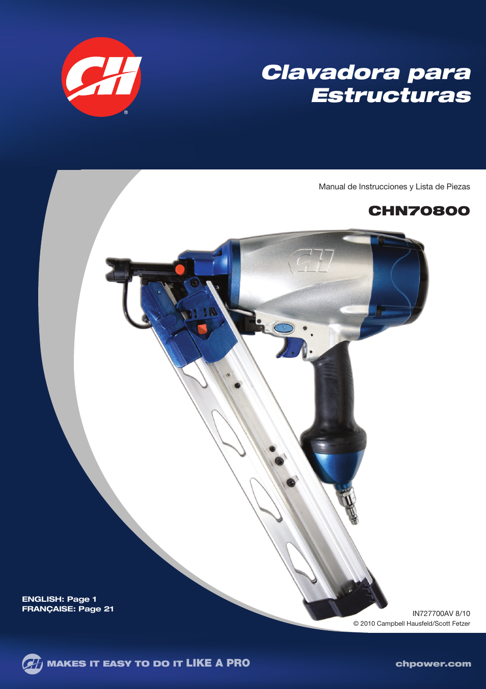 Clavadora para estructuras | Campbell Hausfeld IN727700AV User Manual | Page 41 / 60