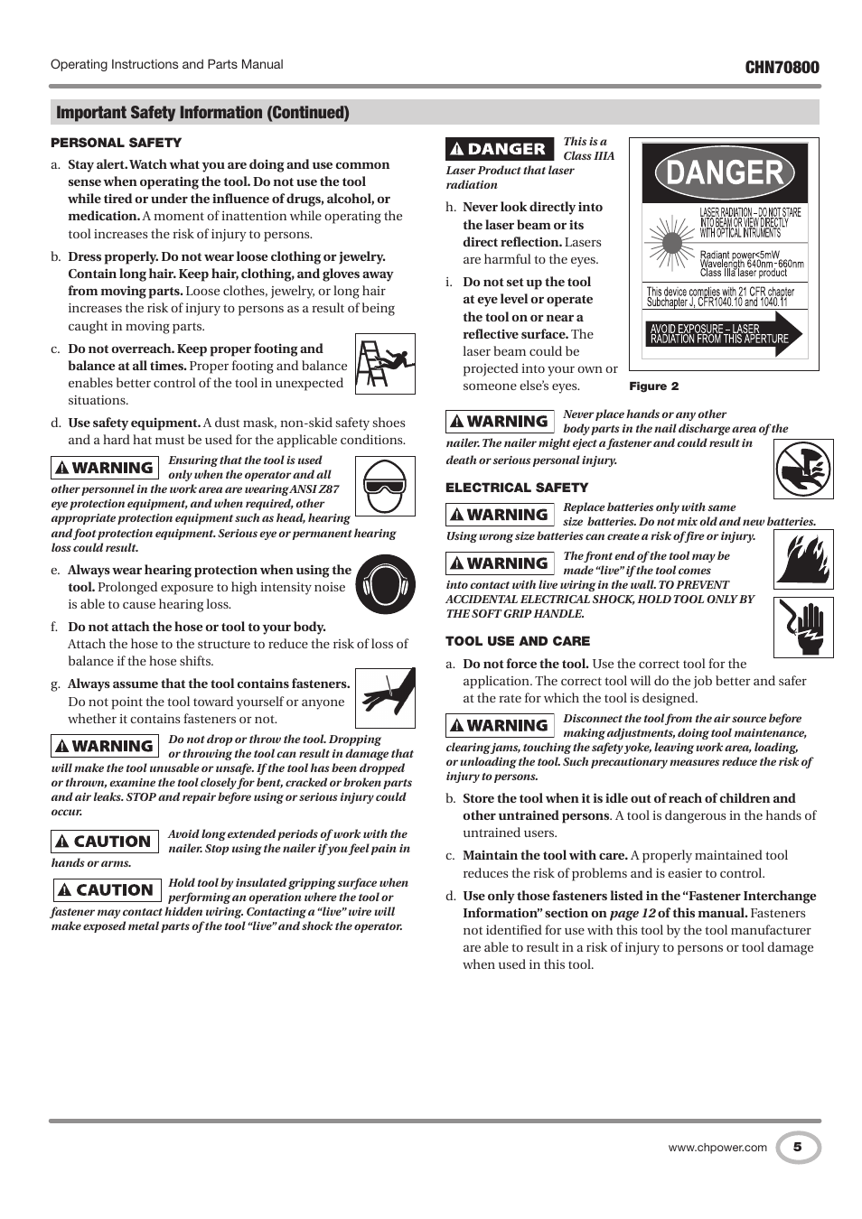 Important safety information (continued) | Campbell Hausfeld IN727700AV User Manual | Page 5 / 60
