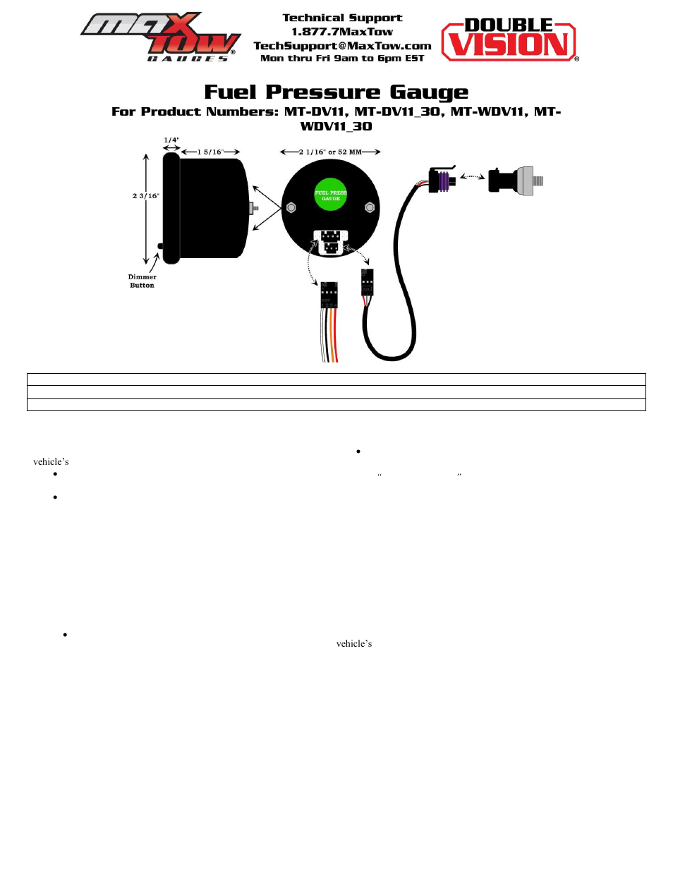 Fuel pressure gauge | GlowShift 30 PSI Fuel PSI User Manual | Page 3 / 5