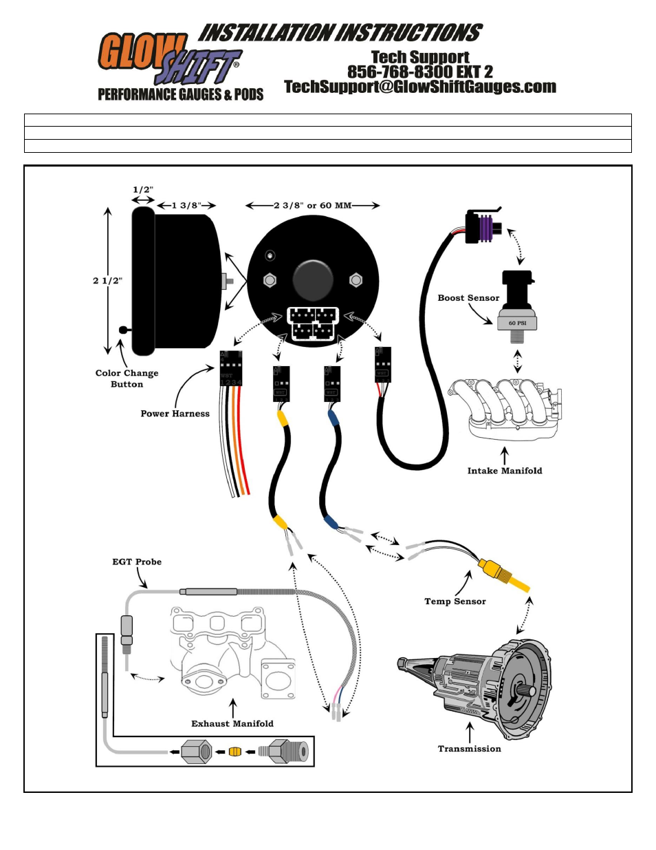 GlowShift 3in1 Diesel Combo Gauge - Boost, Pyrometer, Temperature User Manual | Page 2 / 2