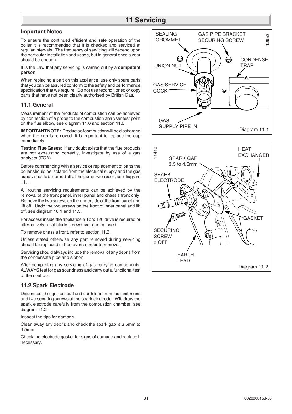 11 servicing | Glow-worm 12-38hxi Range User Manual | Page 31 / 44