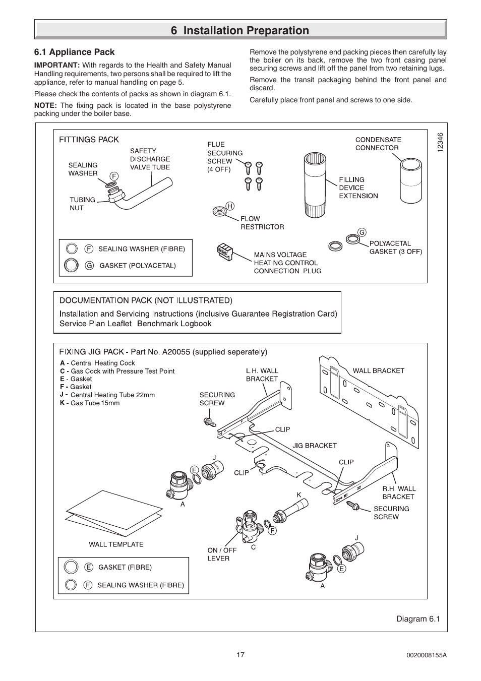 6 installation preparation | Glow-worm 18-30sxi Range User Manual | Page 17 / 48