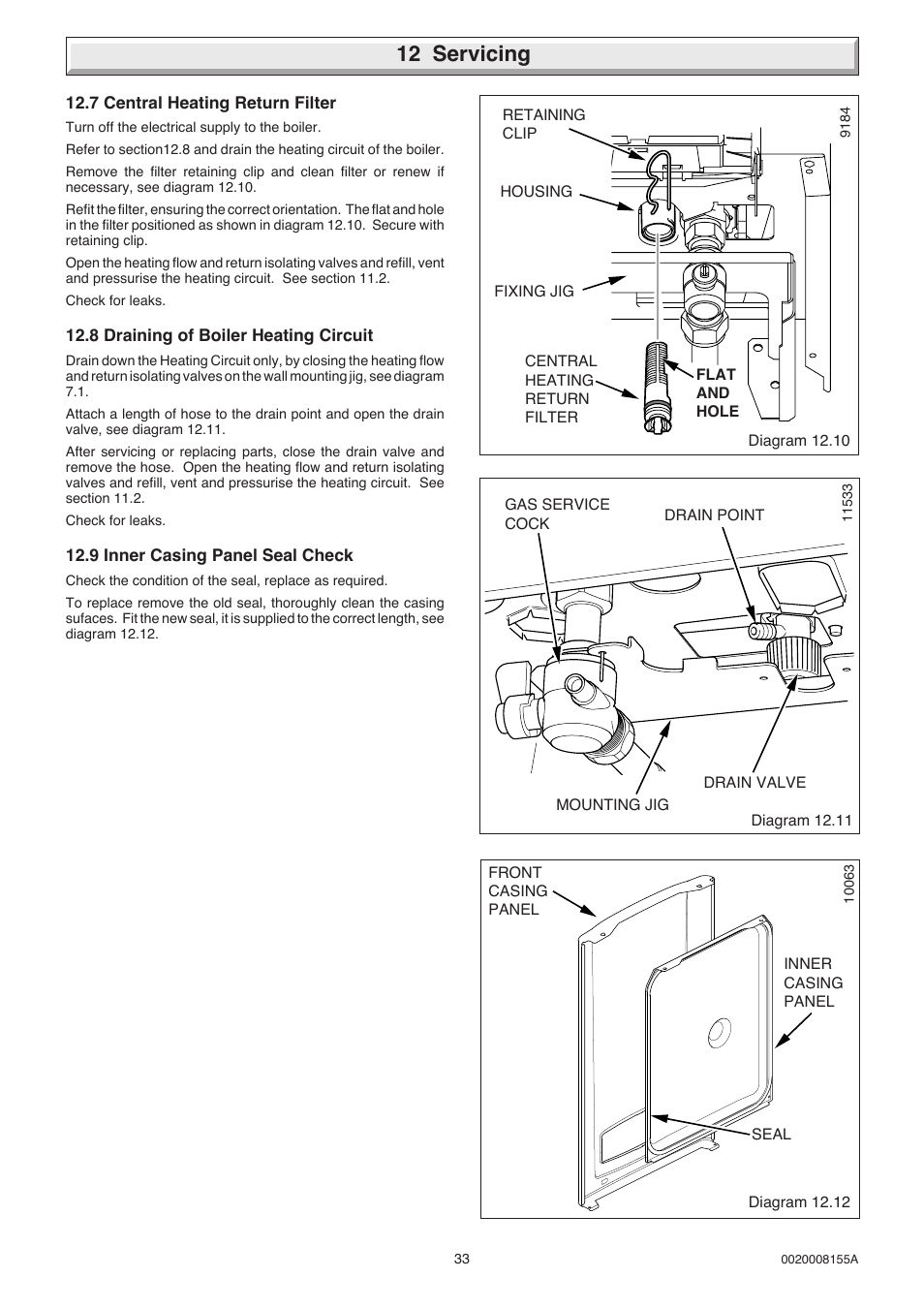 12 servicing | Glow-worm 18-30sxi Range User Manual | Page 33 / 48