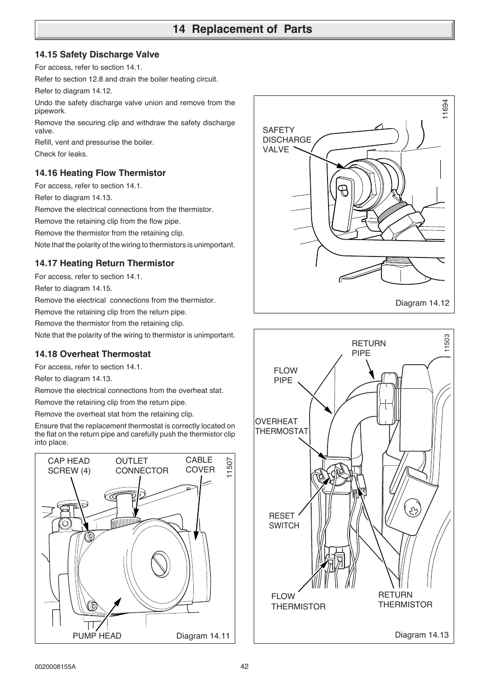 14 replacement of parts | Glow-worm 18-30sxi Range User Manual | Page 42 / 48