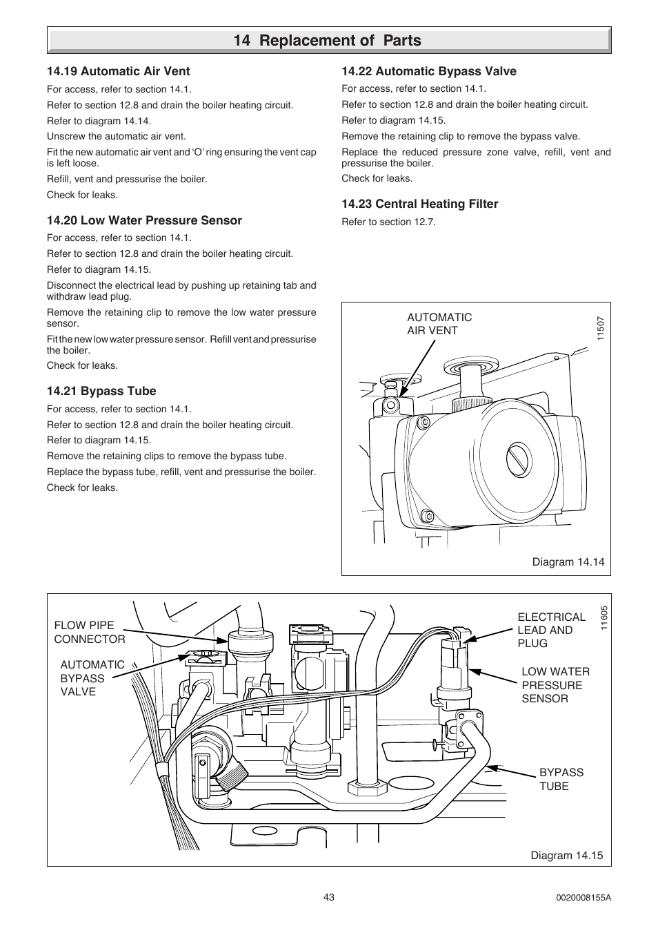 14 replacement of parts | Glow-worm 18-30sxi Range User Manual | Page 43 / 48