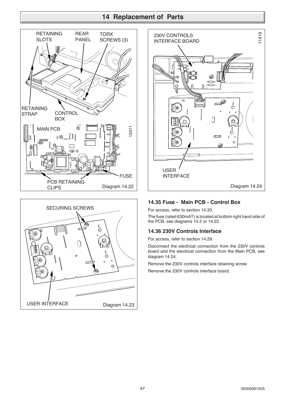 14 replacement of parts | Glow-worm 18-30sxi Range User Manual | Page 47 / 48