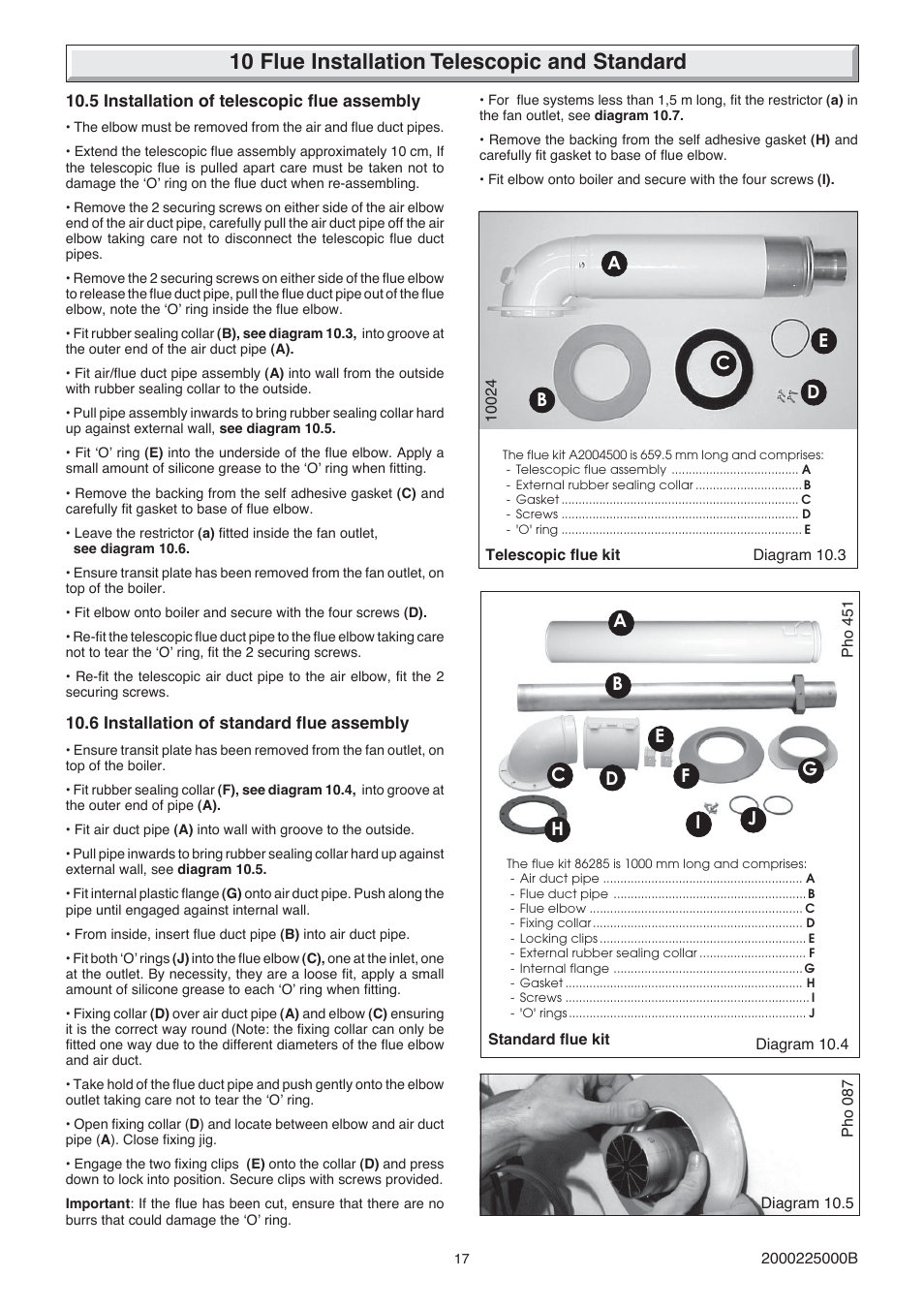 10 flue installation telescopic and standard | Glow-worm 23c User Manual | Page 17 / 44