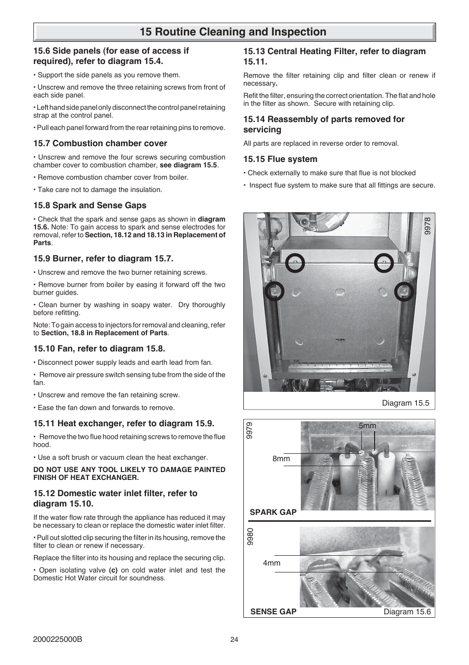 15 routine cleaning and inspection | Glow-worm 23c User Manual | Page 24 / 44