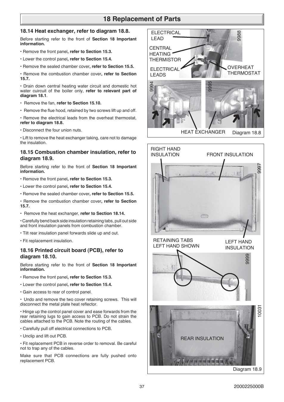 18 replacement of parts | Glow-worm 23c User Manual | Page 37 / 44