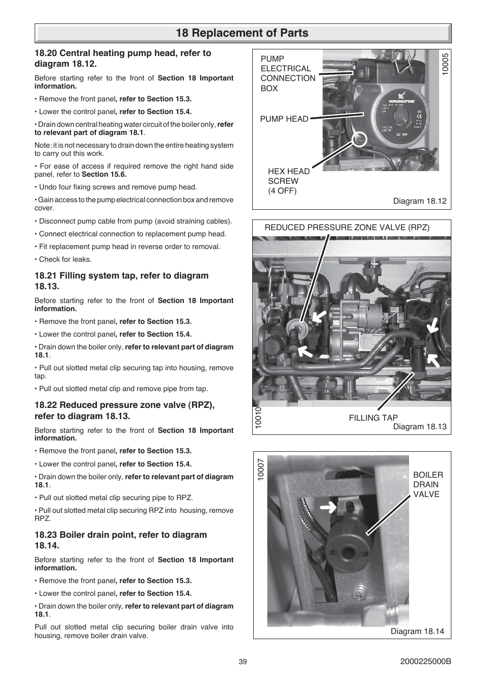 18 replacement of parts | Glow-worm 23c User Manual | Page 39 / 44